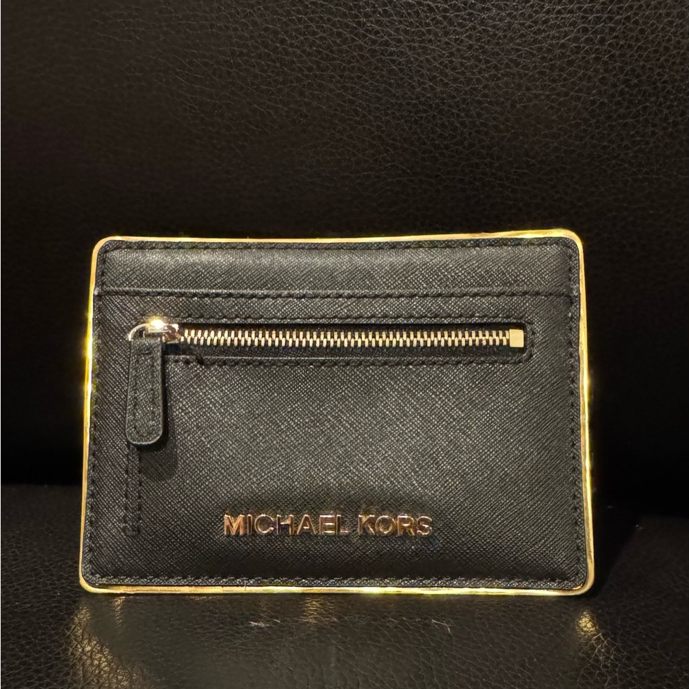 Michael Kors Black and Gold Card Wallet